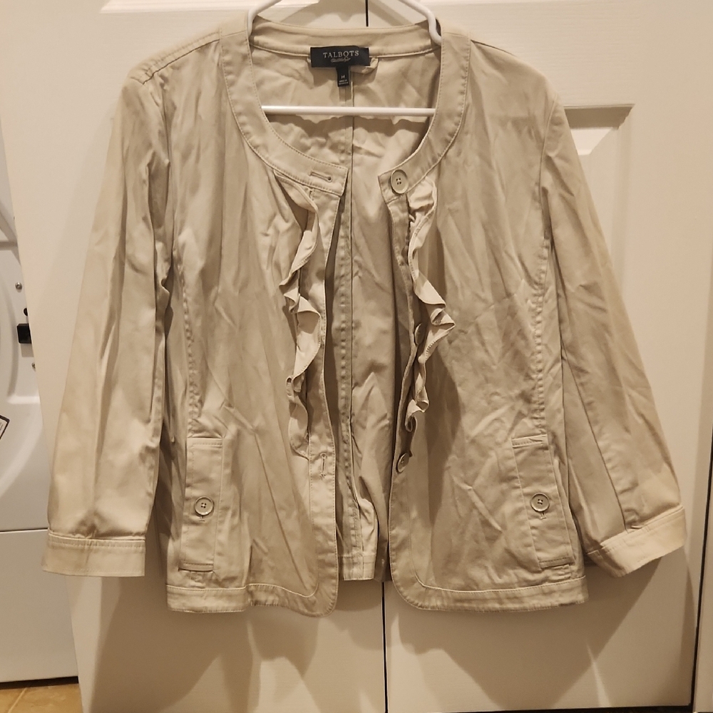 Talbots Women's Cream Ruffle Jacket